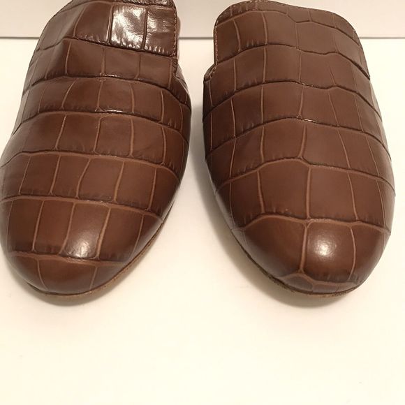 MICHAEL KORS VC17D NATASHA SLIDE LEATHER MAHOGANY BROWN CROC LOAFERS SIZE 6M - Picture 2 of 7